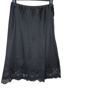 Vintage Vanity Fair Black Nylon Lace Trim Half Slip Womens M